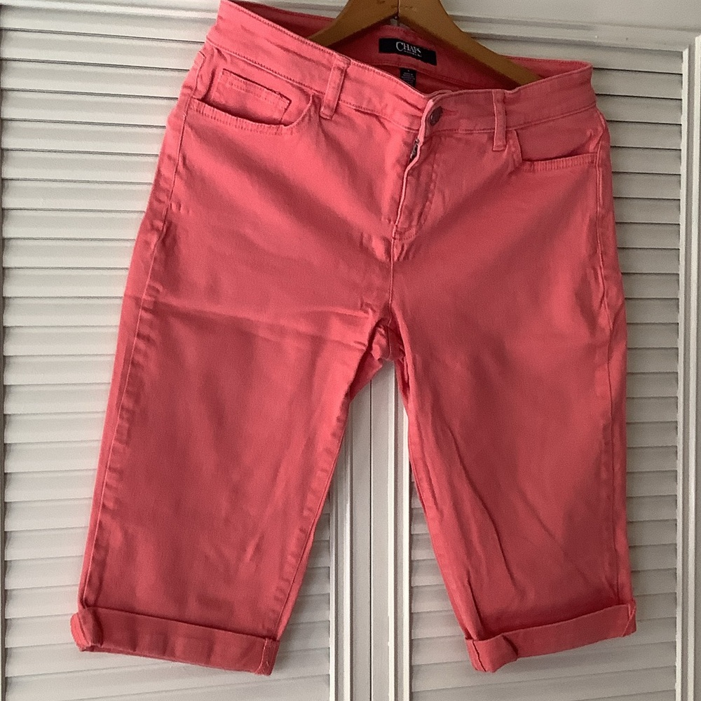 Chaps Coral Pink Rolled-Cuff Capris